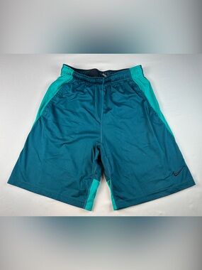 Nike Dri-Fit Men’s Basketball Shorts Teal Aqua Elastic Waist Drawstring Pockets